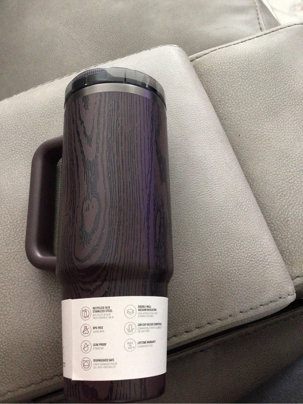 Stanley Dark Brown Woodgrain Quencher Tumbler with Handle